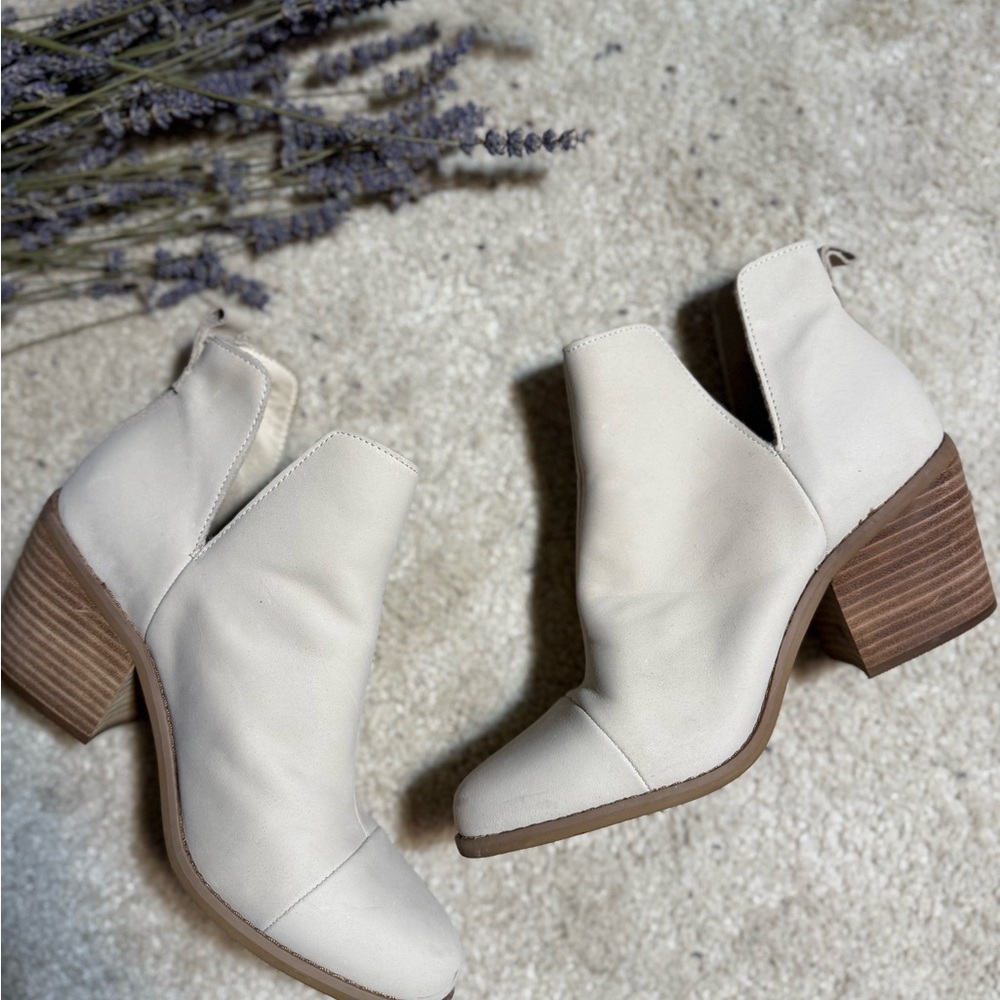 Toms Cream Ankle Booties with Minimalist Design